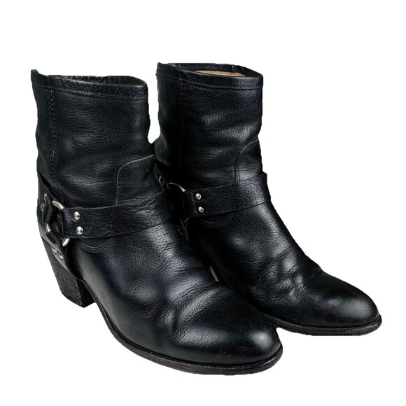 Frye Women’s Western 9 1/2 Black Leather Tabitha Harness Short Ankle Boots - Picture 5 of 8